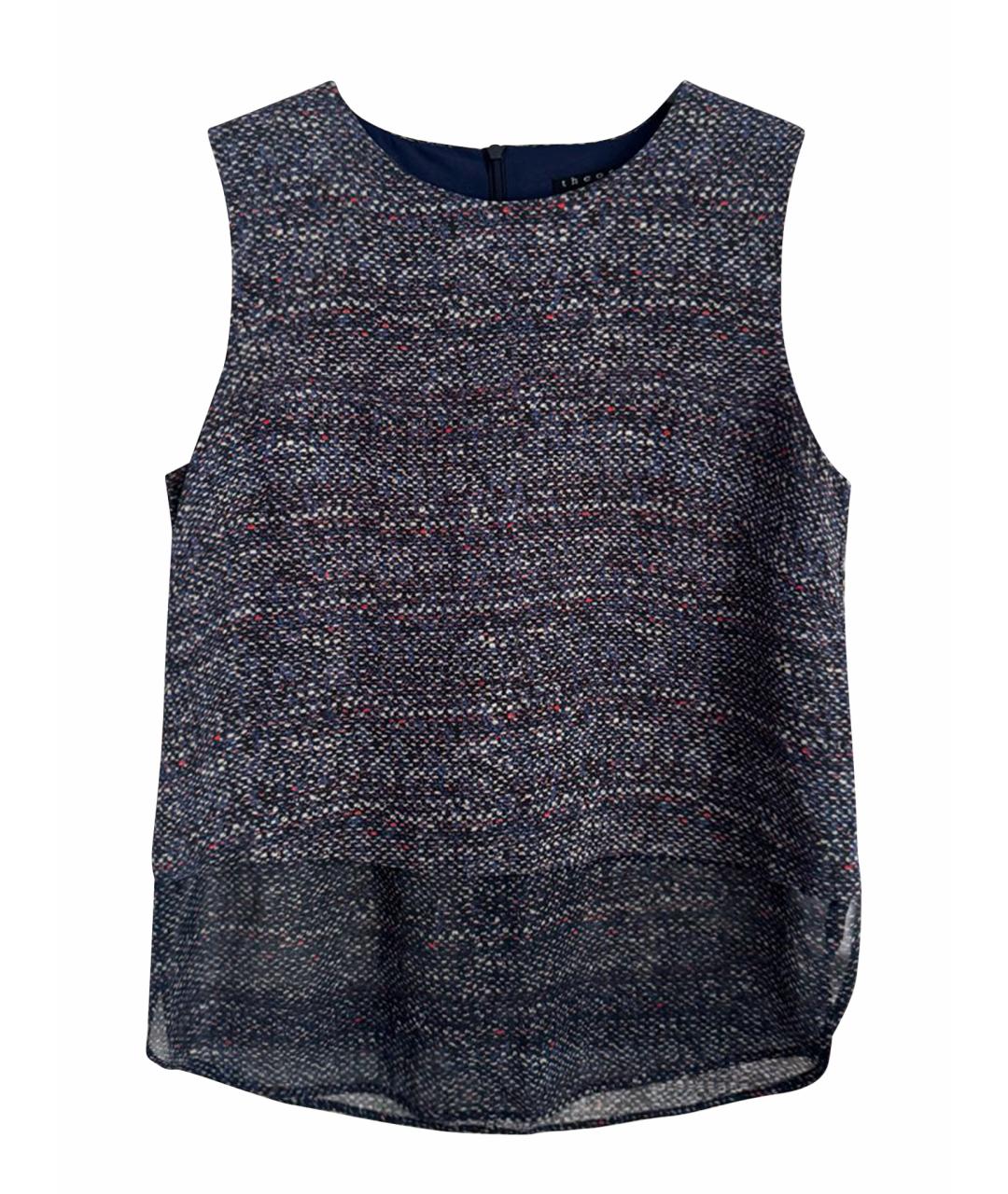 THEORY Темно-синяя шелковая майка, фото 1