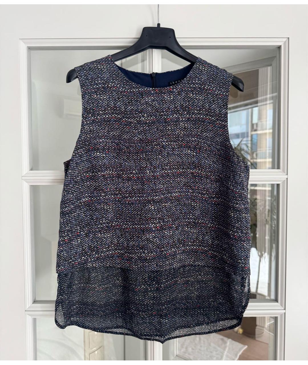 THEORY Темно-синяя шелковая майка, фото 9