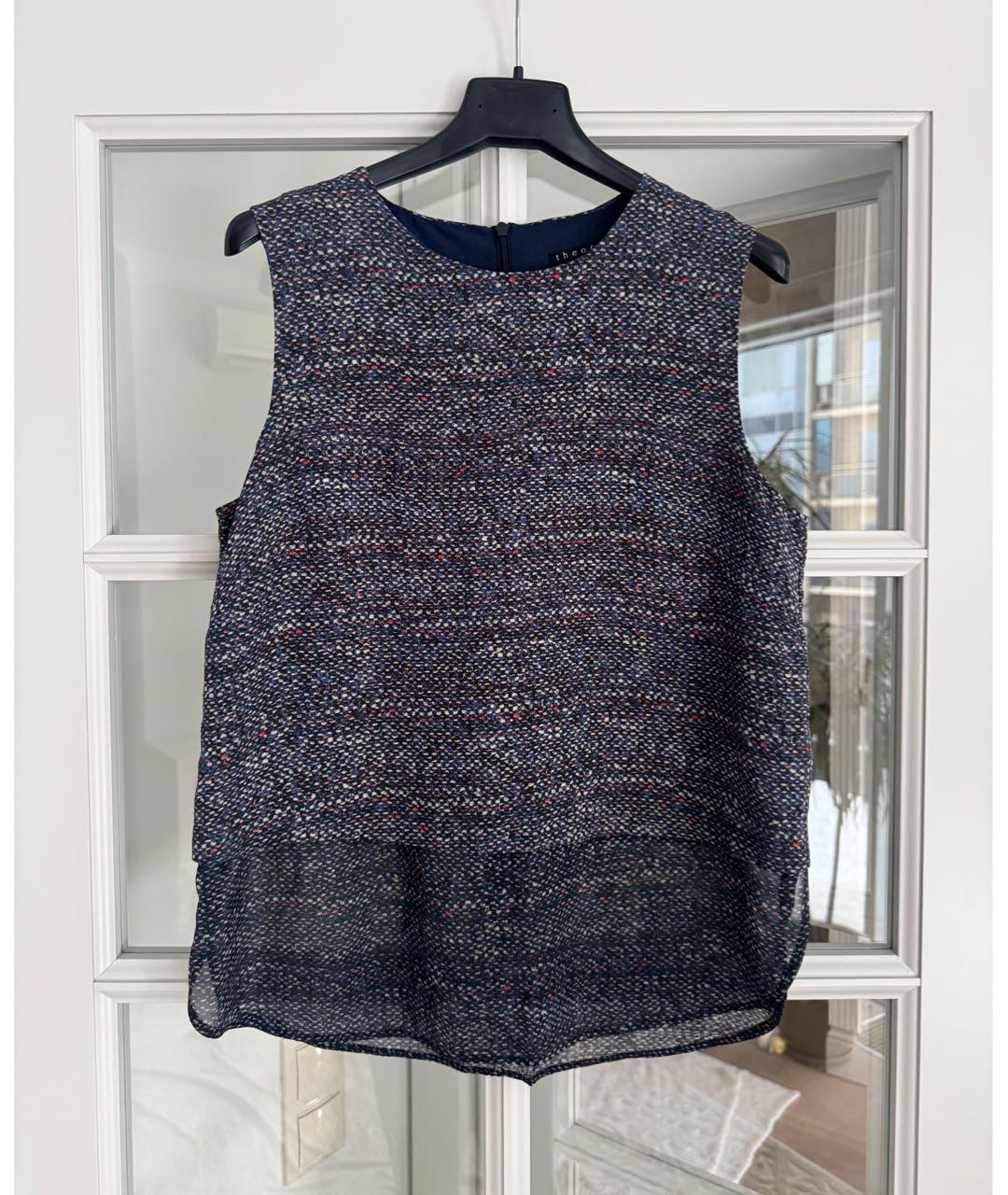 THEORY Темно-синяя шелковая майка, фото 2