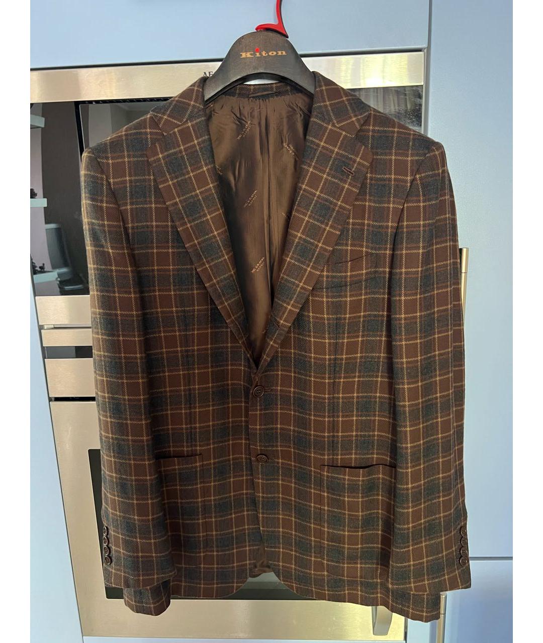 KITON Коричневый кашемировый пиджак, фото 9