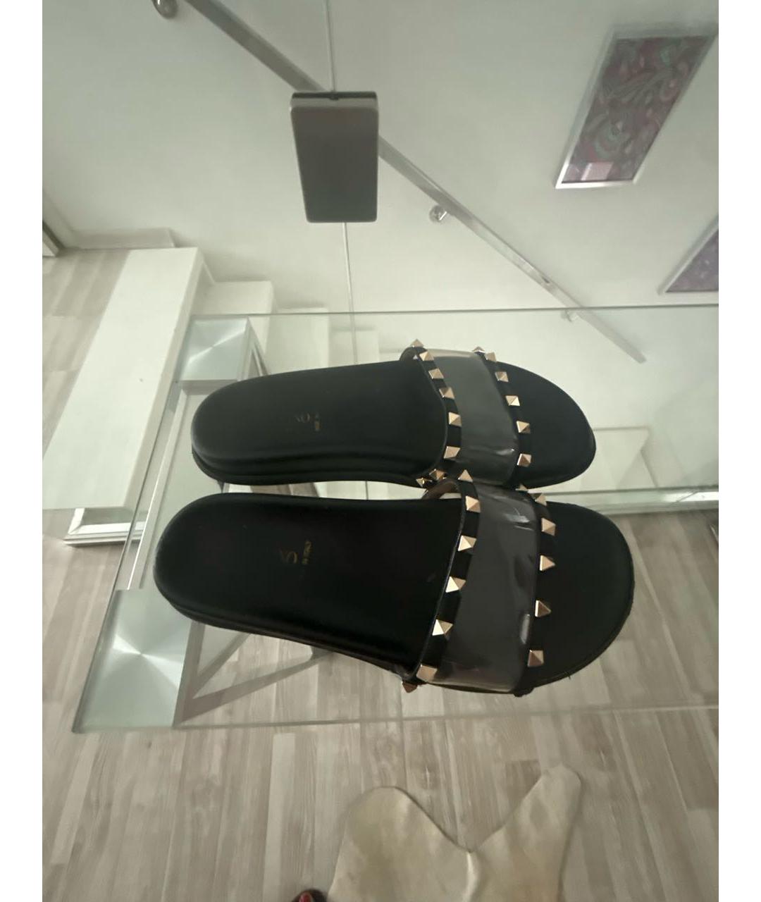 VALENTINO Черные кожаные шлепанцы, фото 6