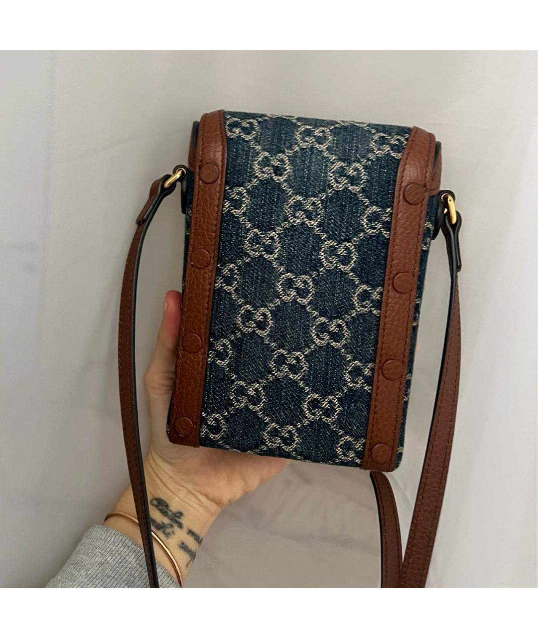 GUCCI Темно-синяя деним сумка через плечо, фото 4