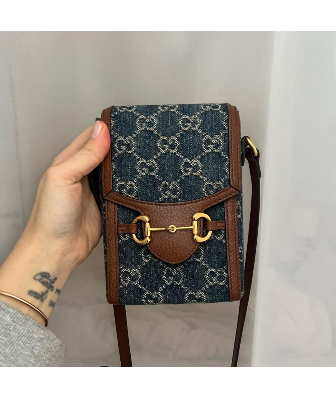 GUCCI Темно-синяя деним сумка через плечо, фото 2