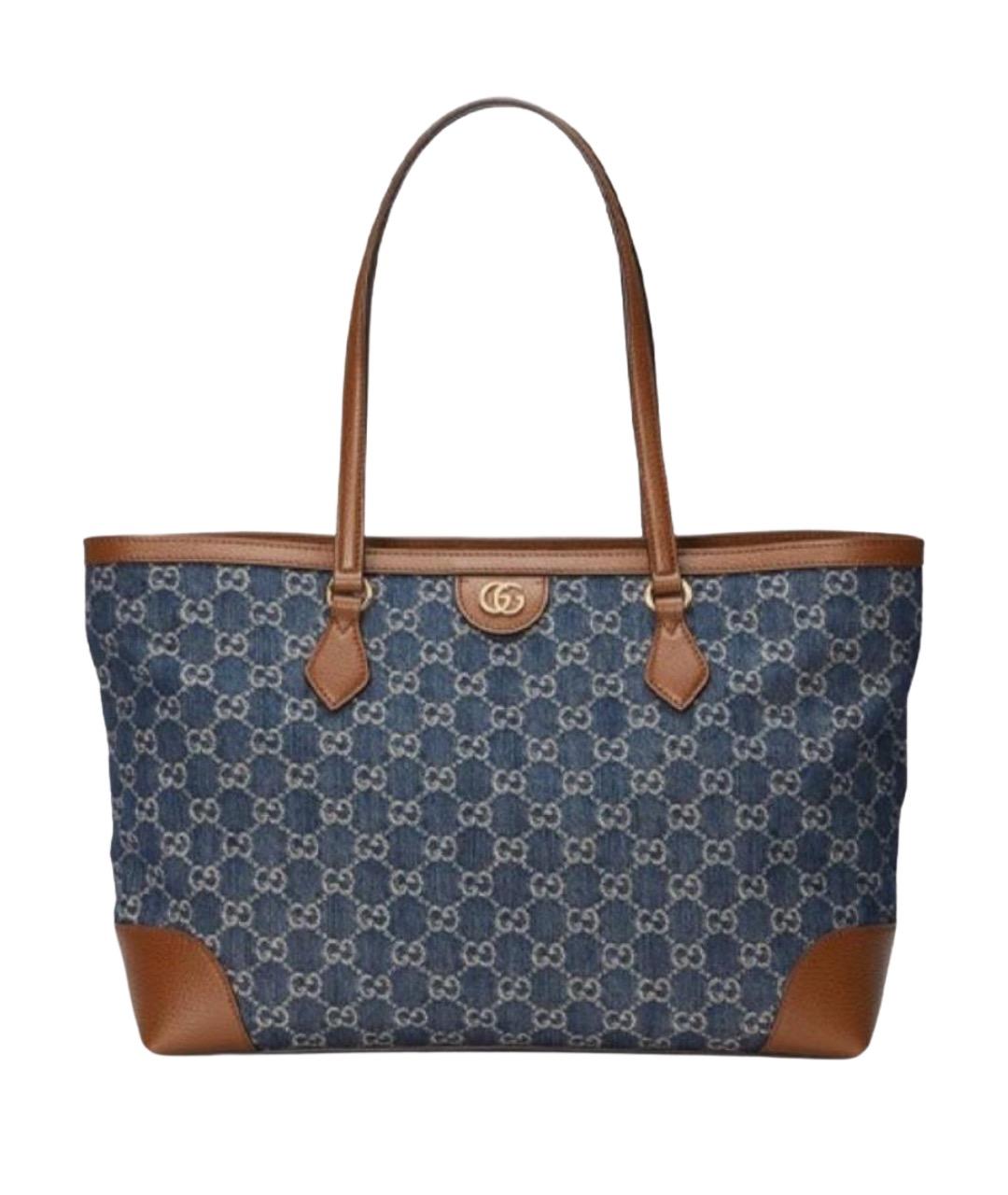 GUCCI Синяя деним сумка тоут, фото 1