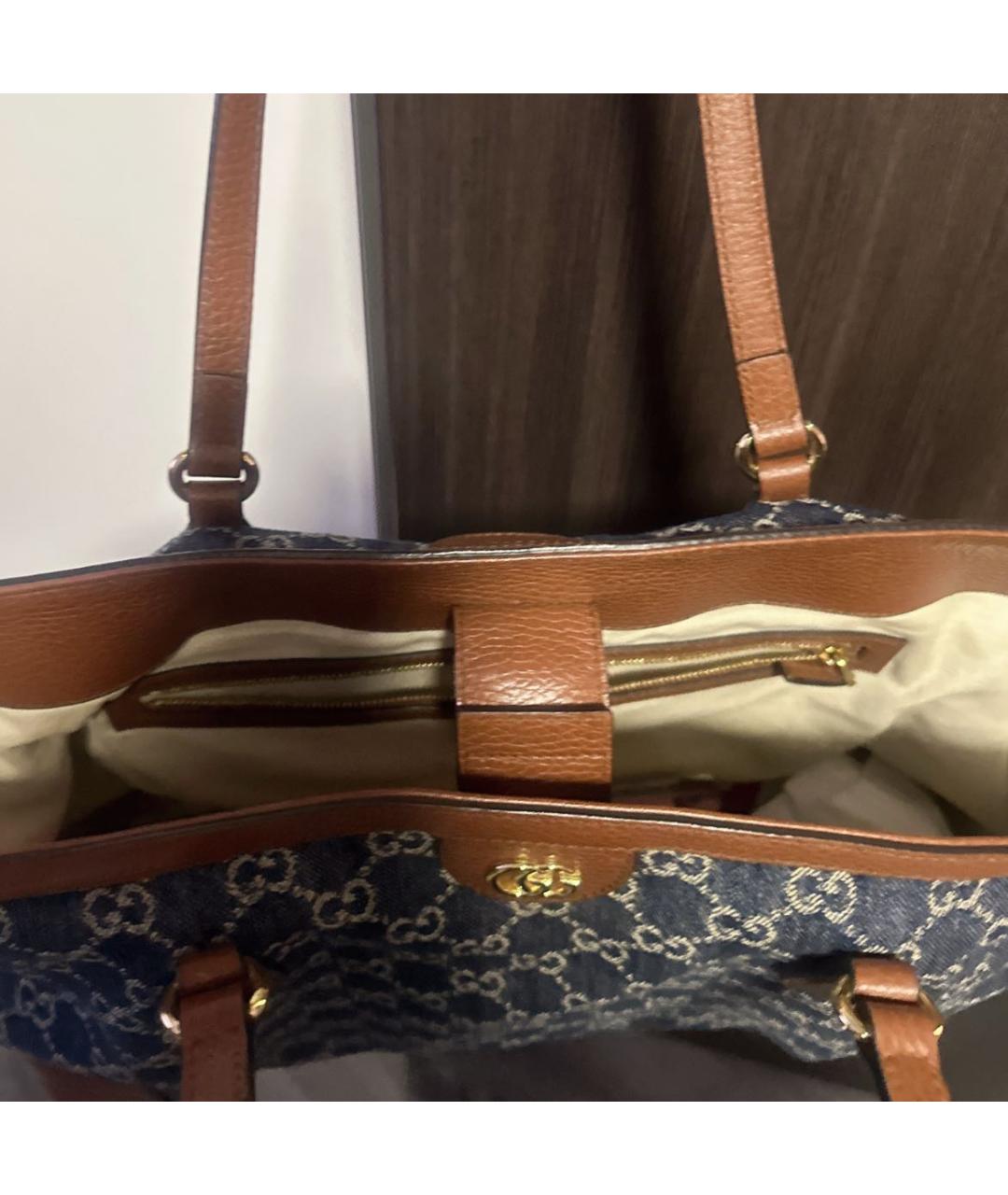 GUCCI Синяя деним сумка тоут, фото 8