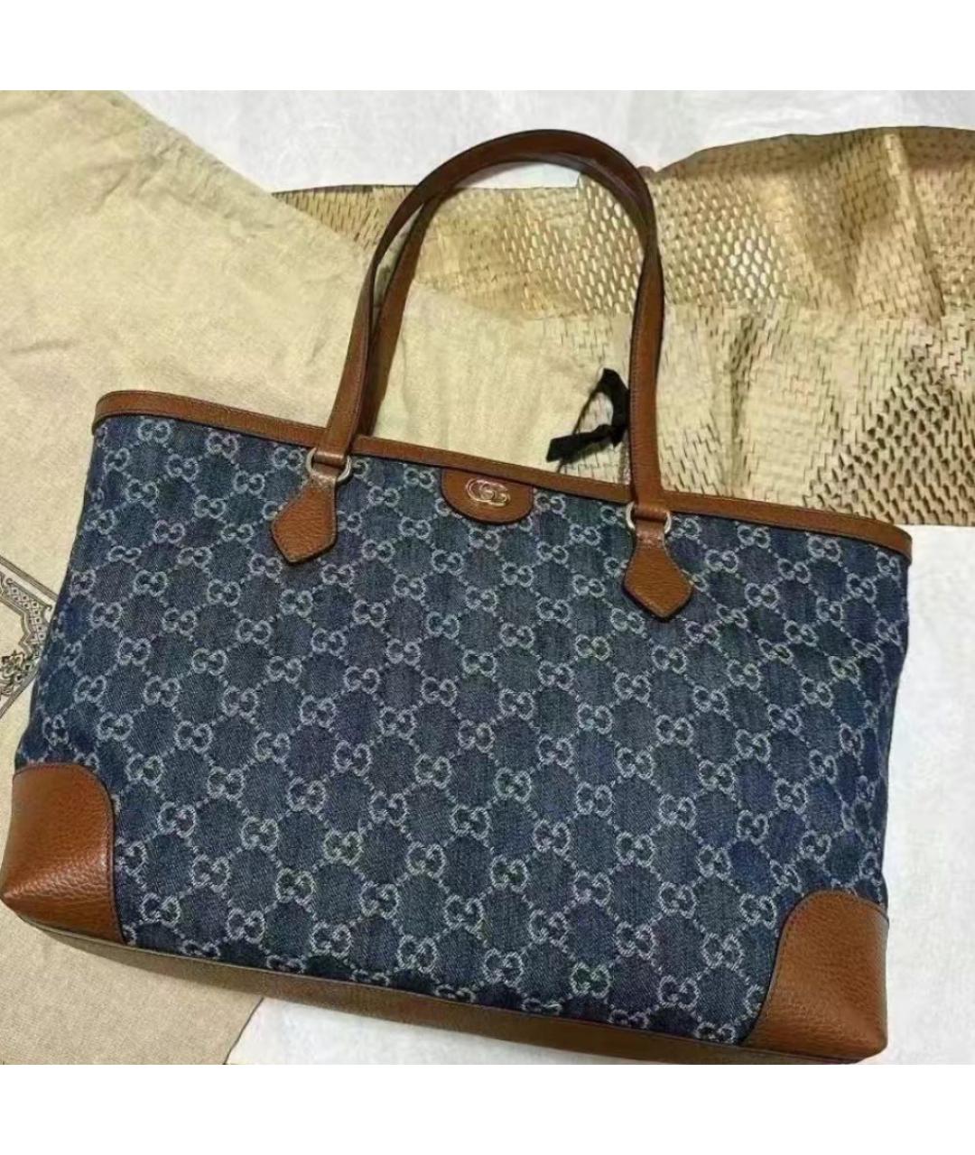 GUCCI Синяя деним сумка тоут, фото 7