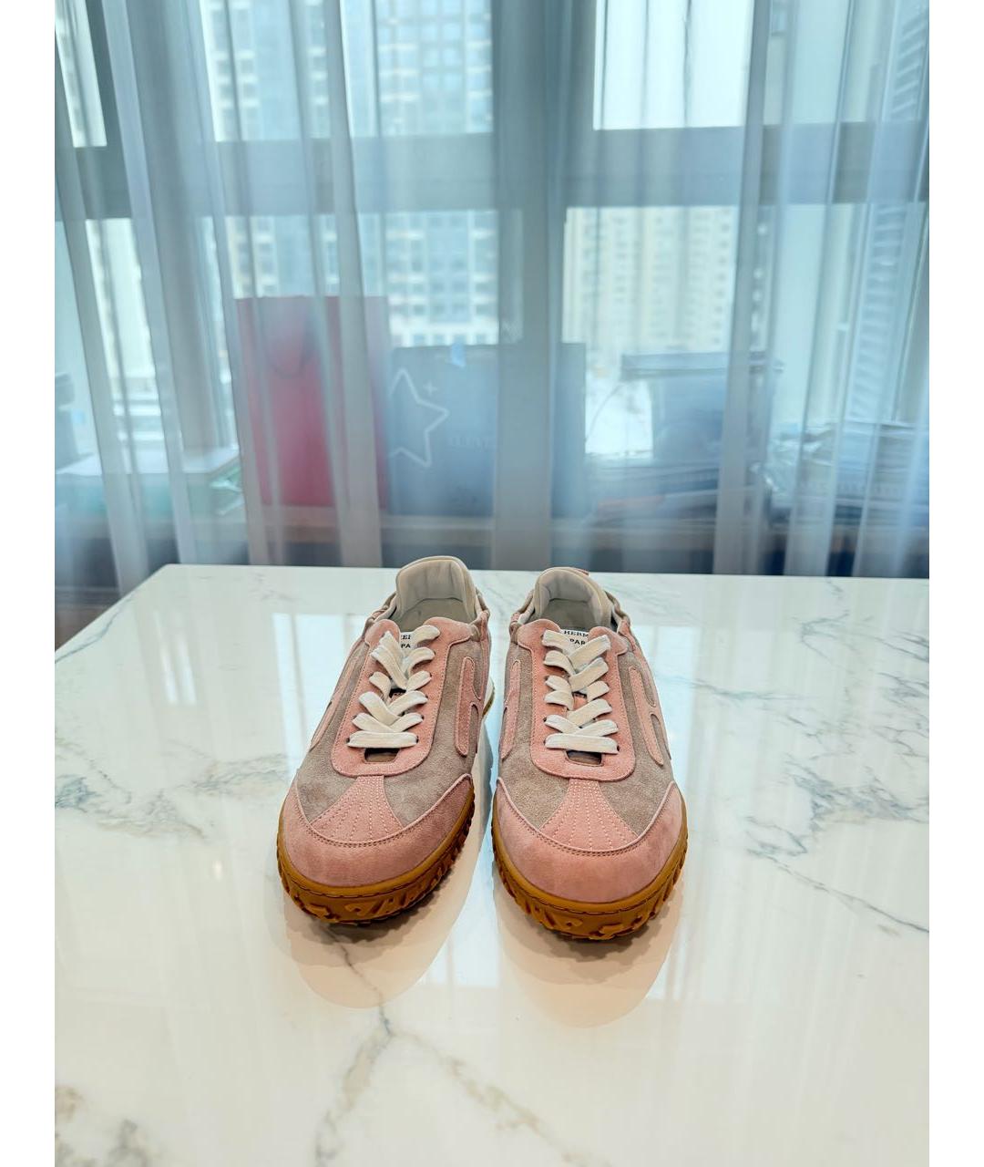 HERMES Розовые замшевые кроссовки, фото 5