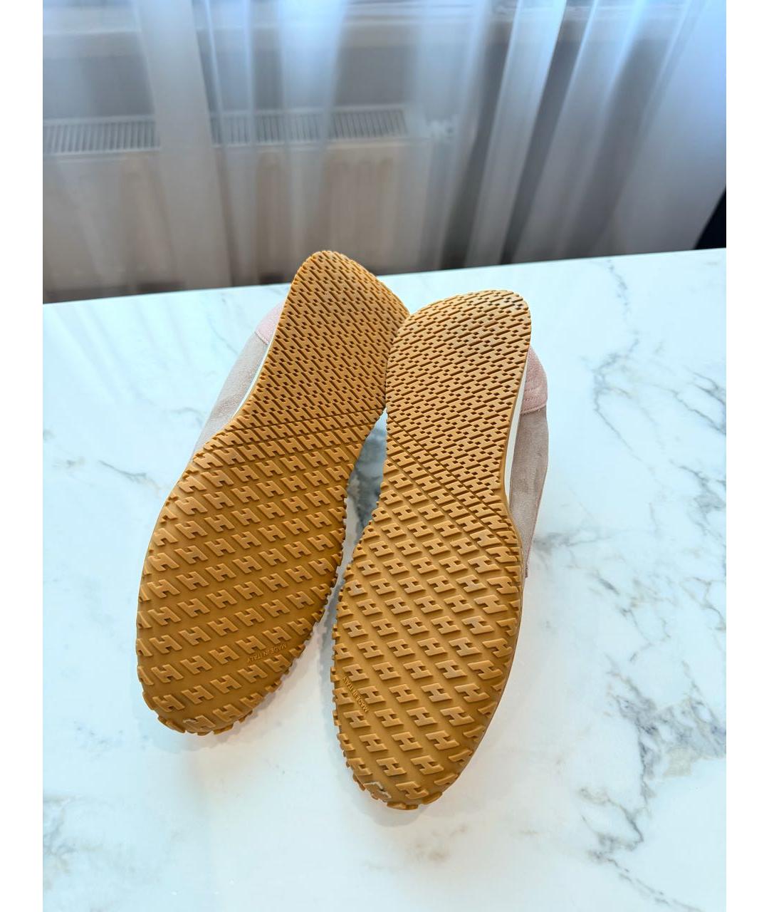 HERMES Розовые замшевые кроссовки, фото 8