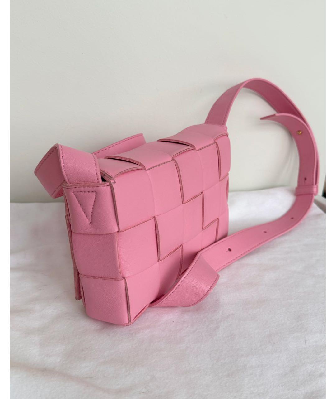 BOTTEGA VENETA Розовая кожаная сумка через плечо, фото 3