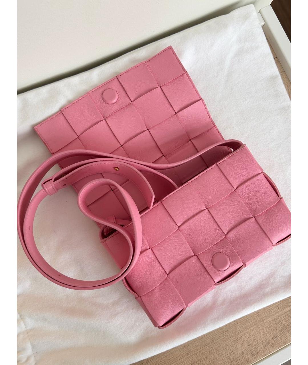 BOTTEGA VENETA Розовая кожаная сумка через плечо, фото 6