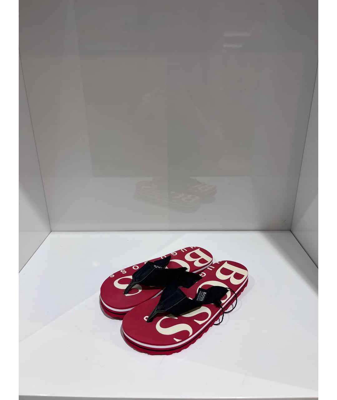 HUGO BOSS Красные резиновые сандалии и шлепанцы, фото 2