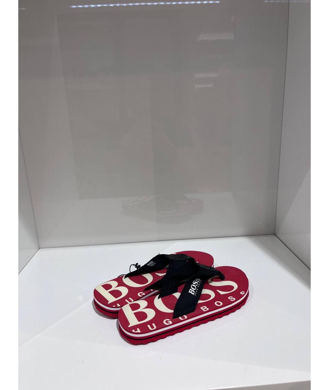 HUGO BOSS Красные резиновые сандалии и шлепанцы, фото 3