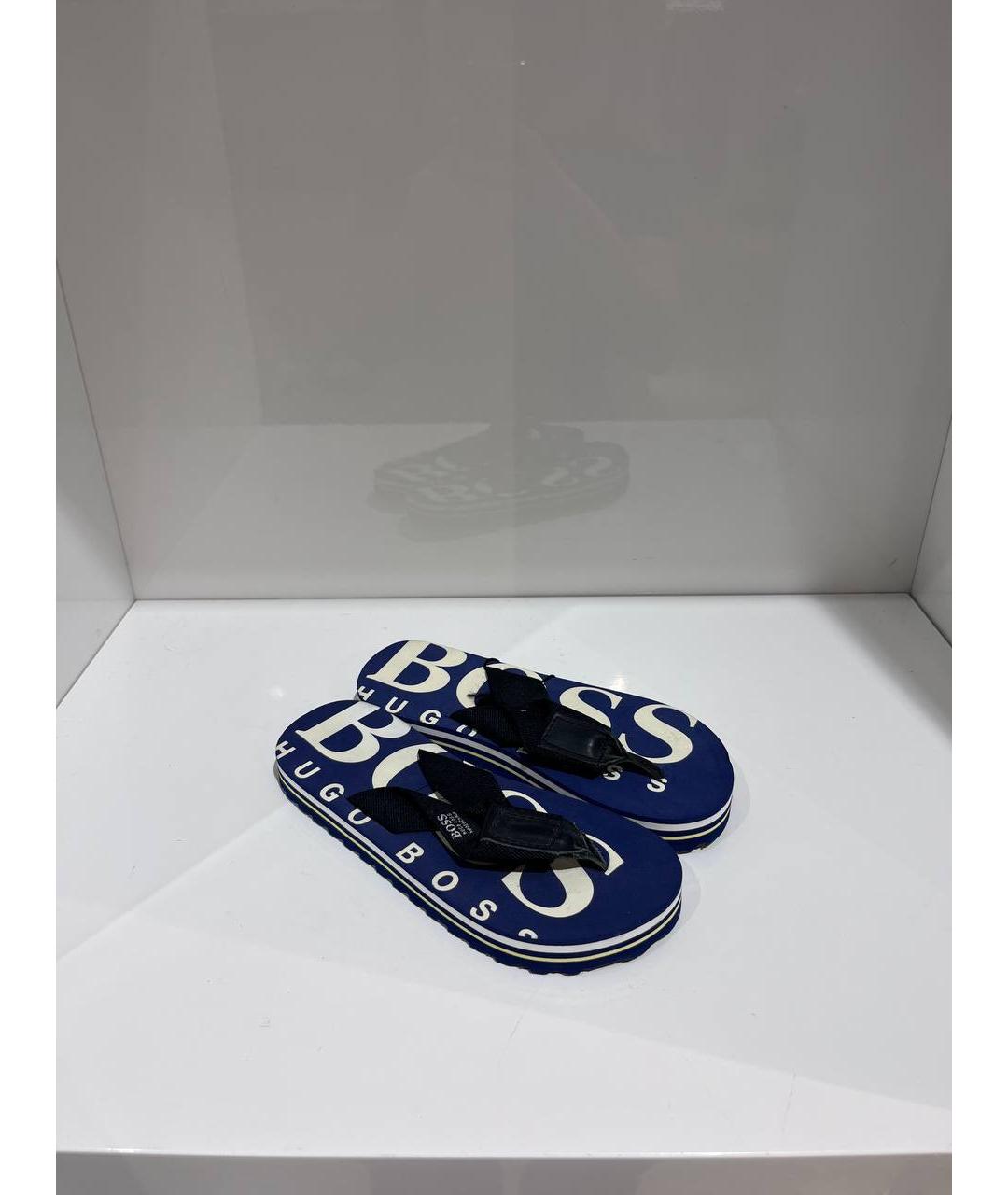 HUGO BOSS Синие резиновые сандалии и шлепанцы, фото 4