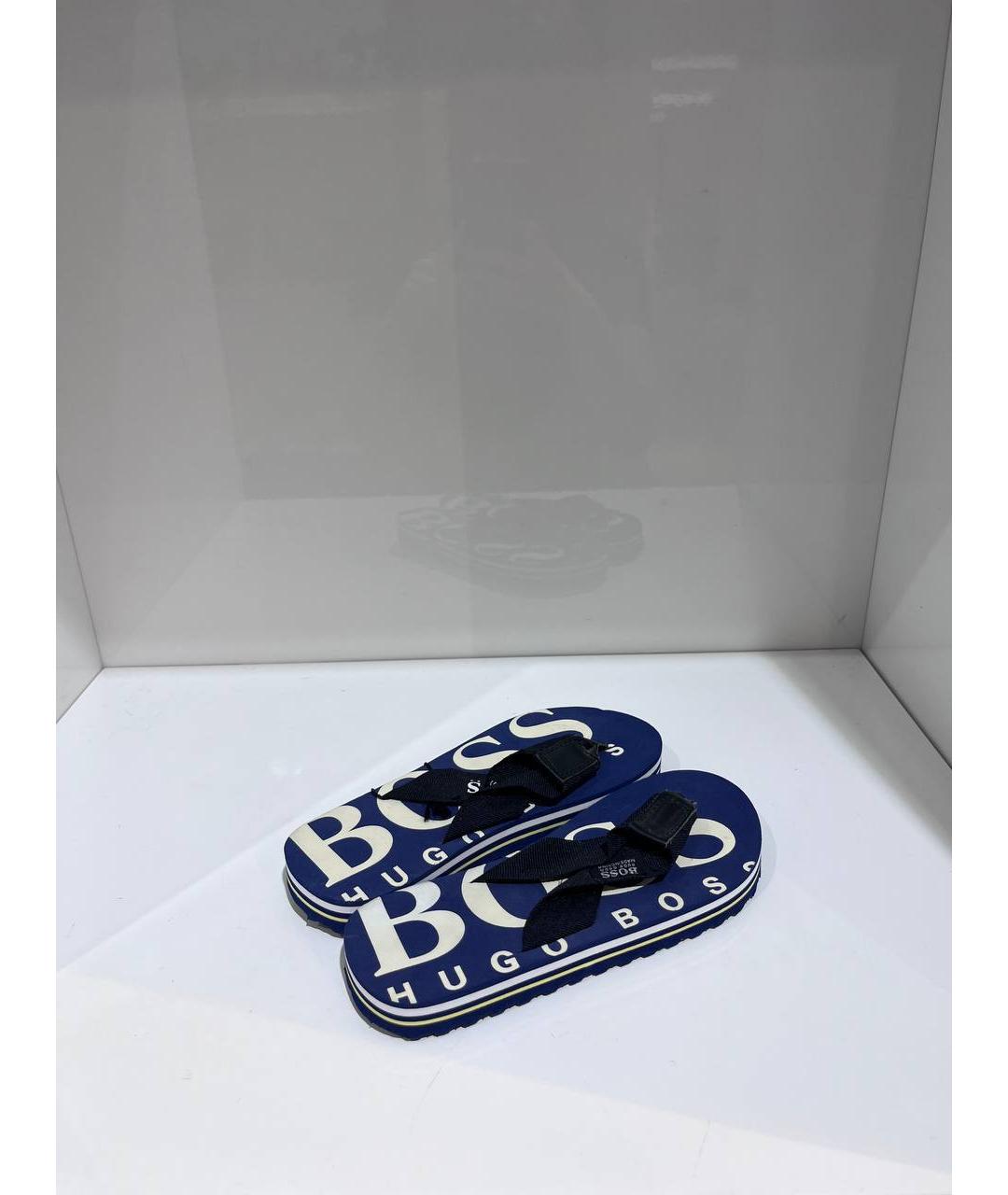 HUGO BOSS Синие резиновые сандалии и шлепанцы, фото 3