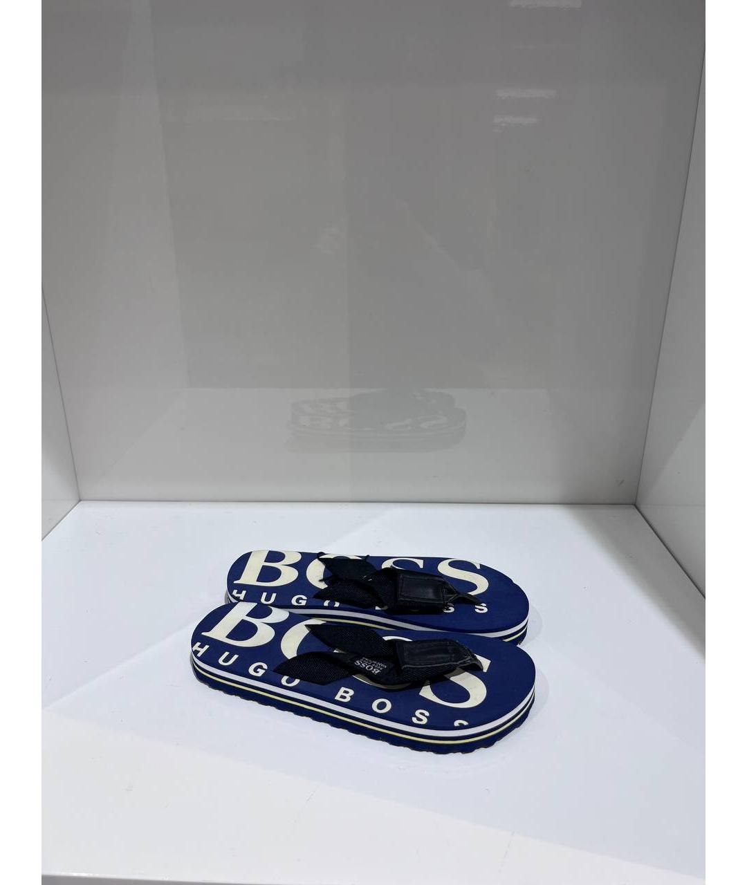 HUGO BOSS Синие резиновые сандалии и шлепанцы, фото 2