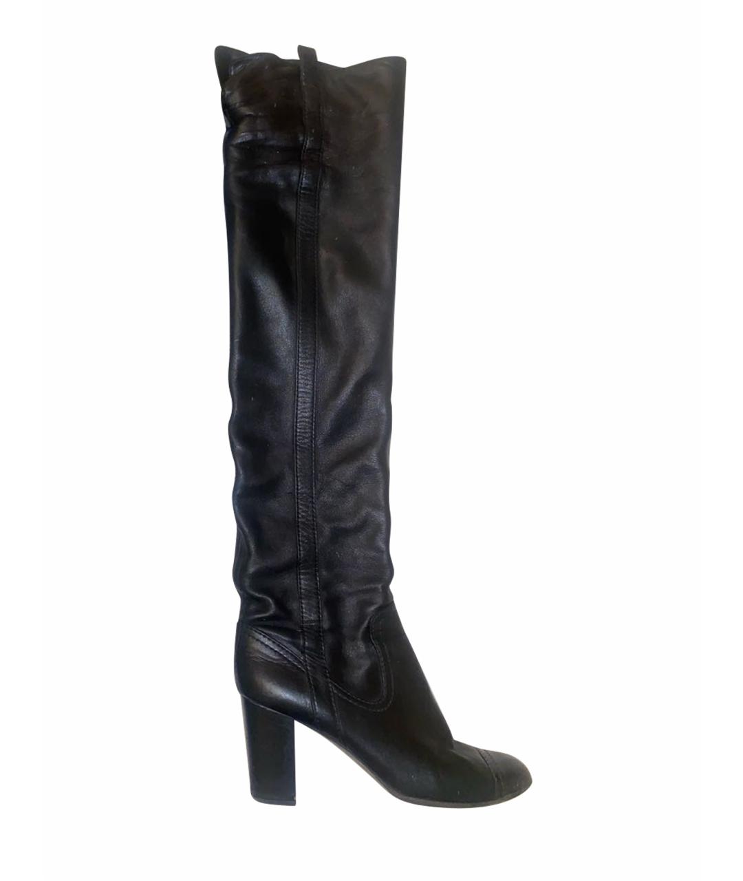 CHANEL Черные кожаные ботфорты, фото 8