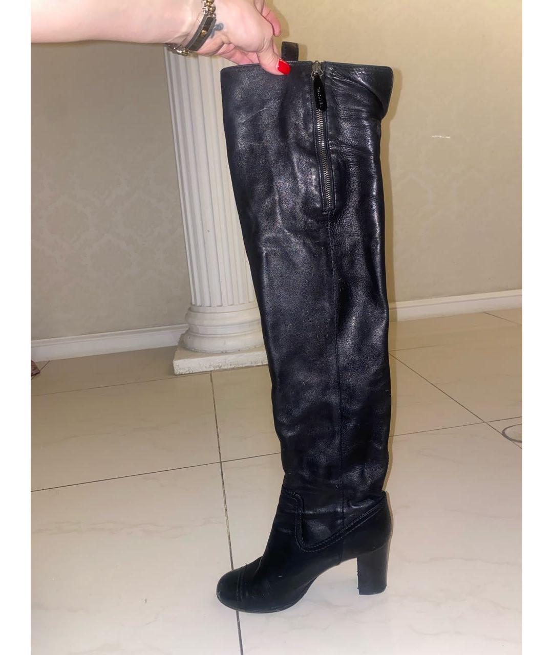 CHANEL Черные кожаные ботфорты, фото 6