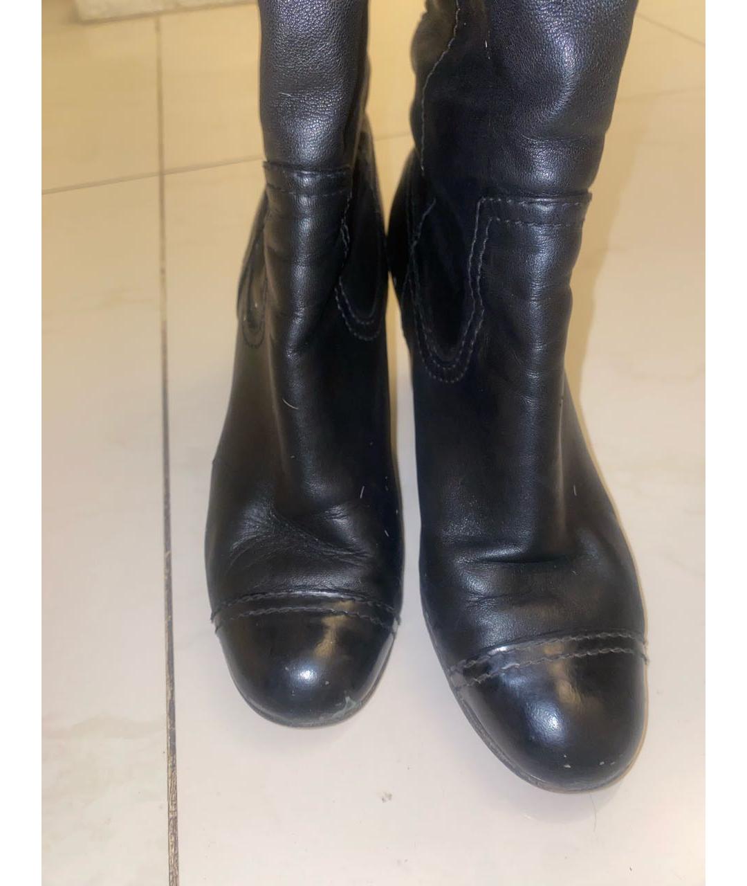 CHANEL Черные кожаные ботфорты, фото 2