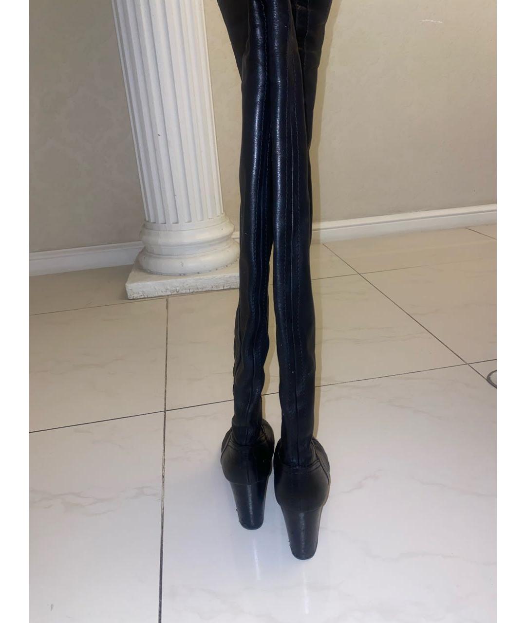 CHANEL Черные кожаные ботфорты, фото 4