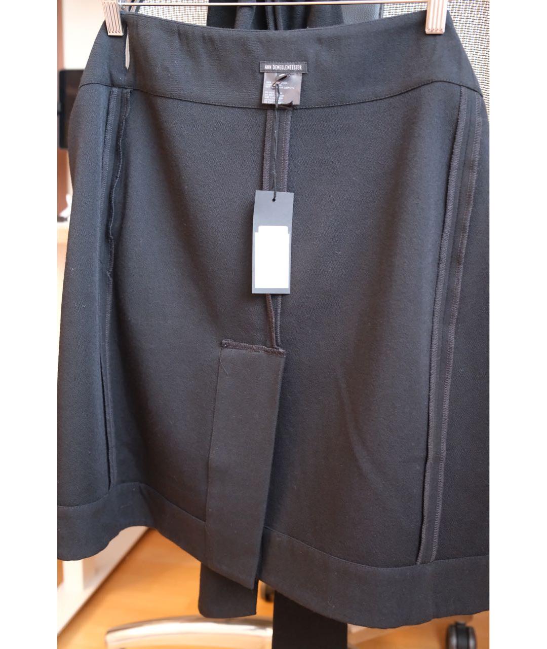 ANN DEMEULEMEESTER Черная шерстяная юбка миди, фото 8