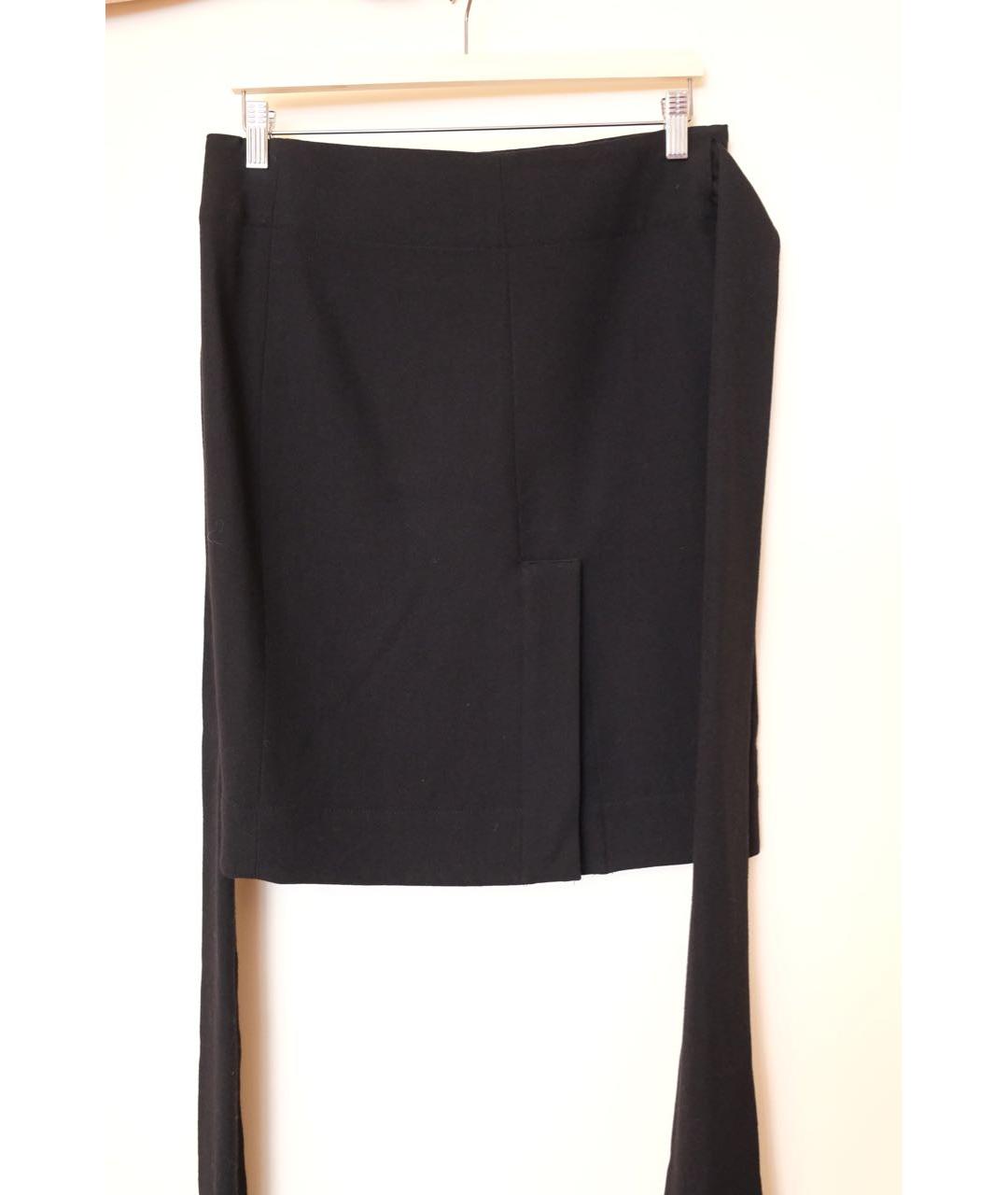 ANN DEMEULEMEESTER Черная шерстяная юбка миди, фото 2