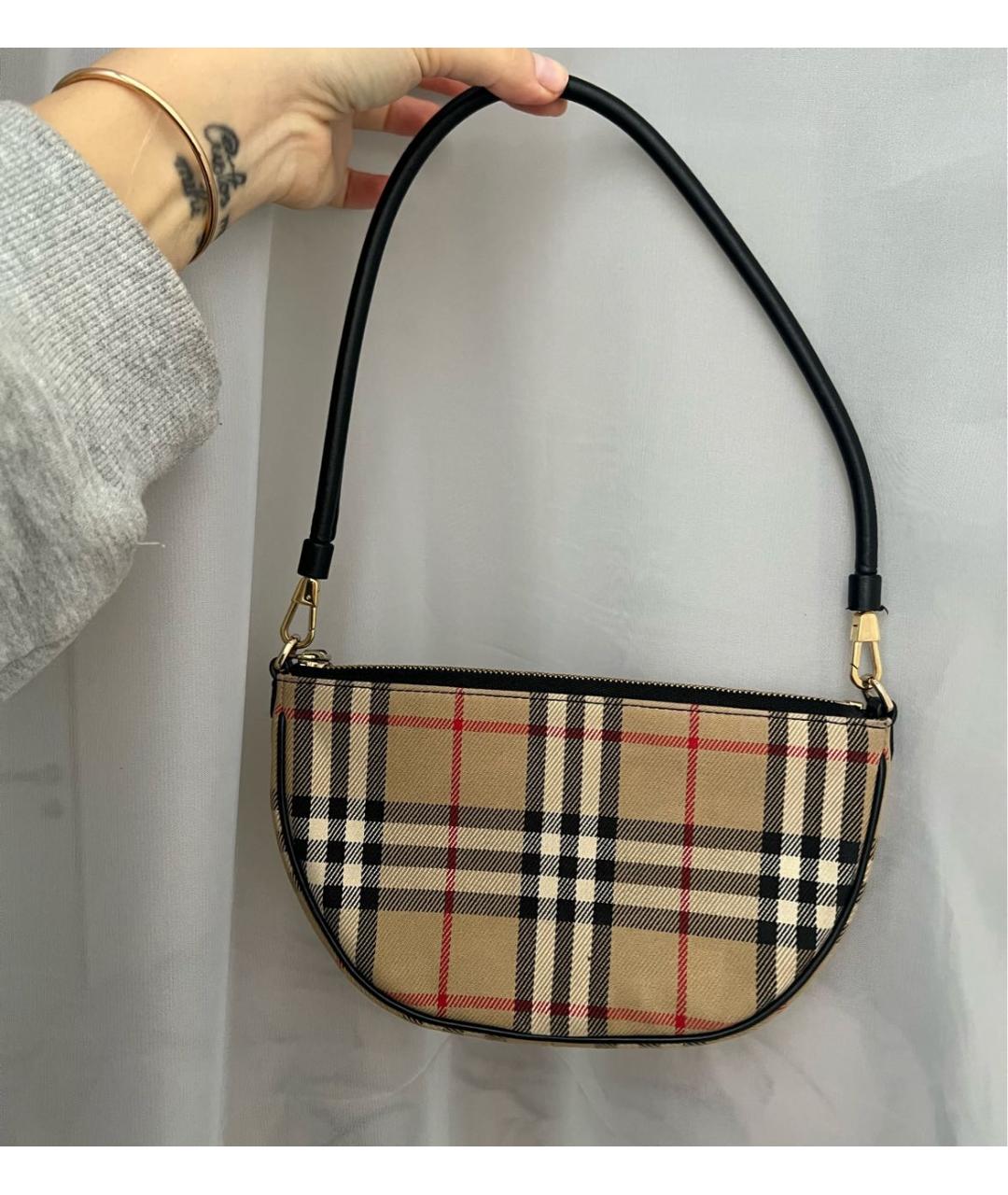 BURBERRY Бежевая хлопковая сумка через плечо, фото 2