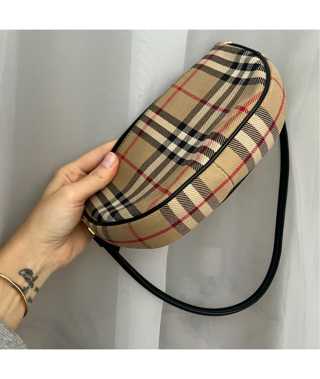 BURBERRY Бежевая хлопковая сумка через плечо, фото 4