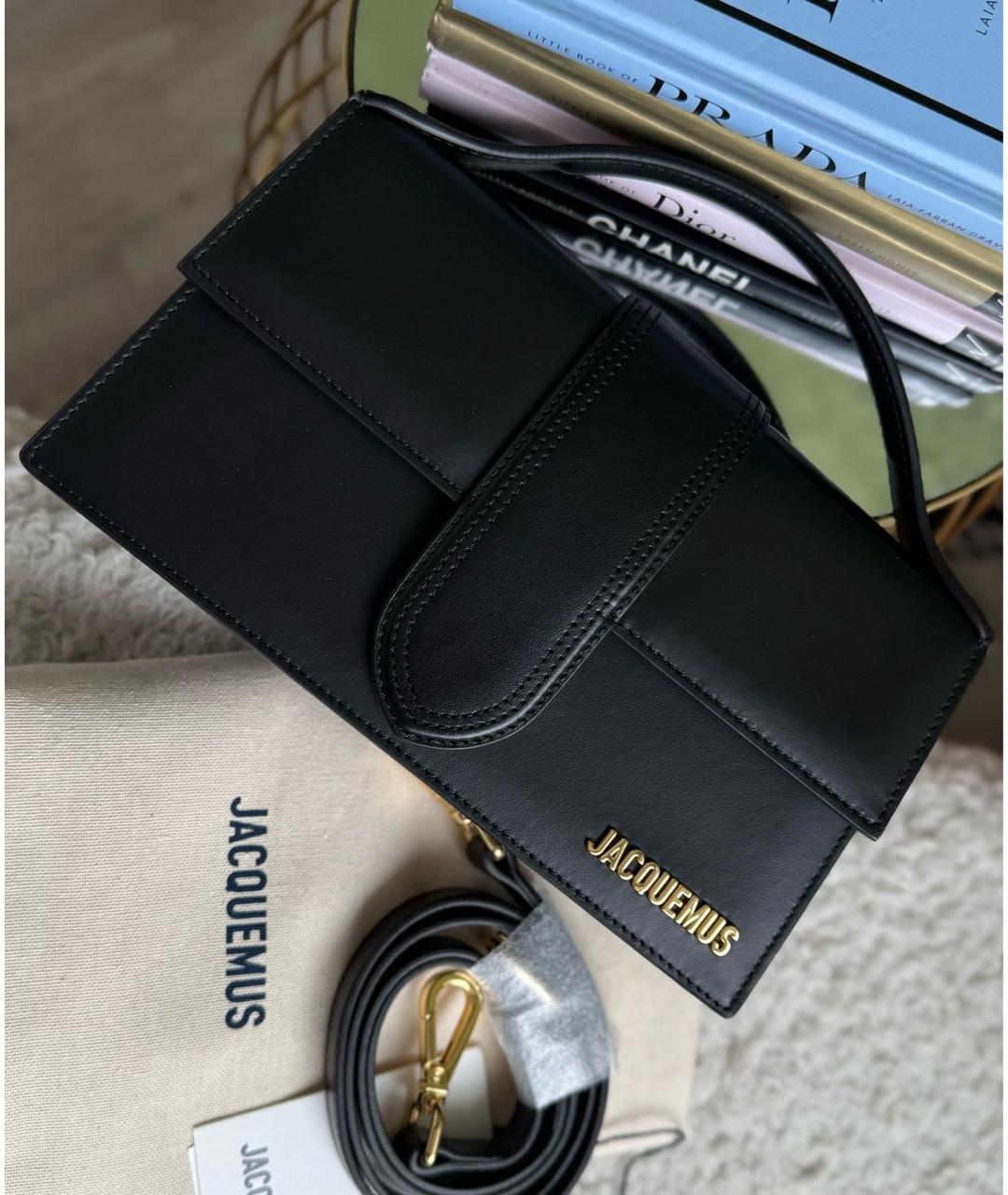 JACQUEMUS Черная кожаная сумка через плечо, фото 3