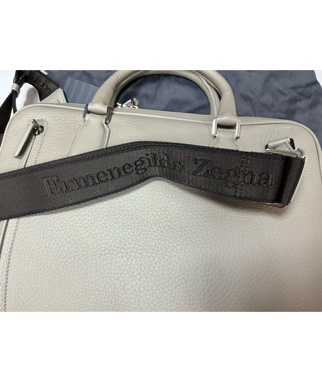 ERMENEGILDO ZEGNA XXX Серый кожаный портфель, фото 4