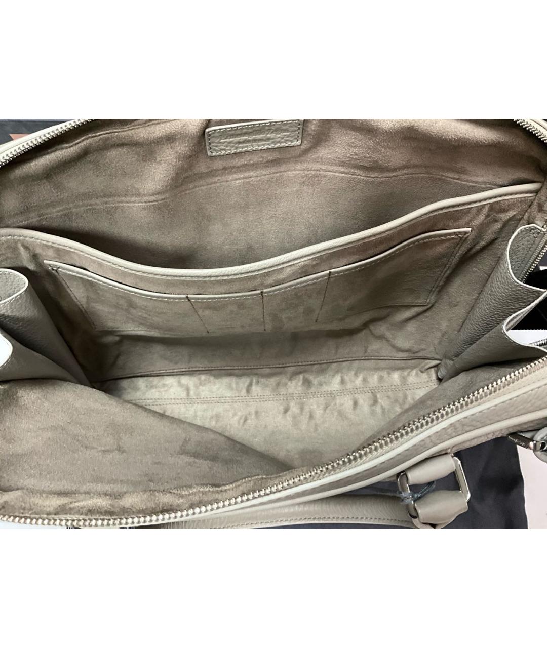 ERMENEGILDO ZEGNA XXX Серый кожаный портфель, фото 5