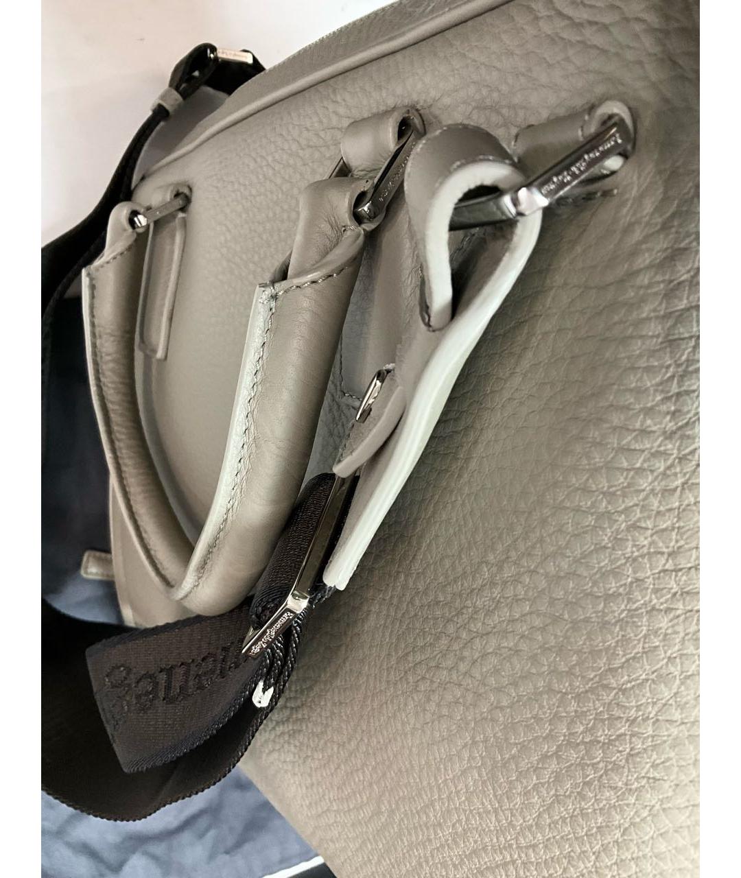 ERMENEGILDO ZEGNA XXX Серый кожаный портфель, фото 8