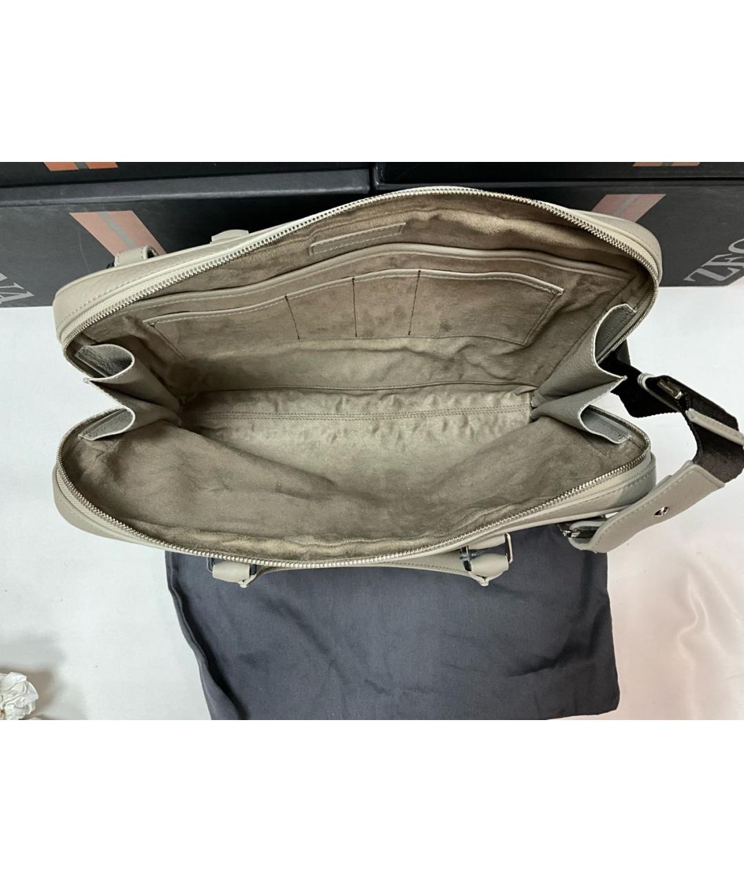 ERMENEGILDO ZEGNA XXX Серый кожаный портфель, фото 7