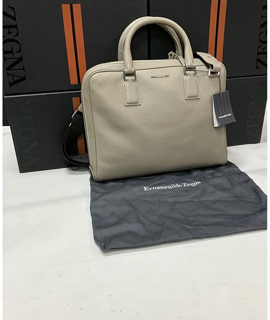 ERMENEGILDO ZEGNA XXX Серый кожаный портфель, фото 9