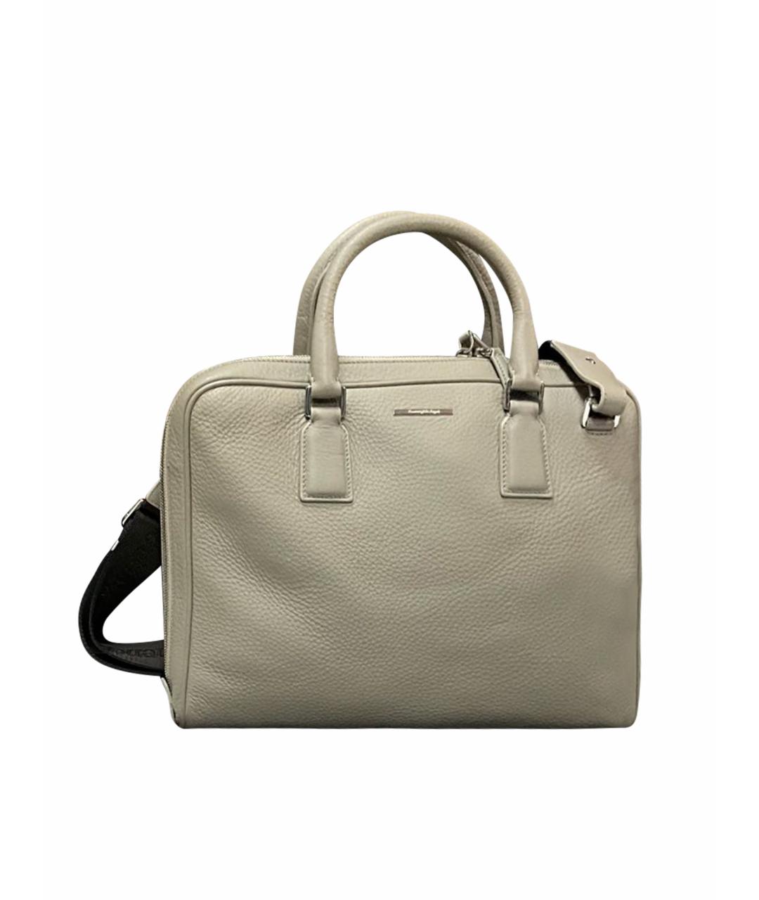 ERMENEGILDO ZEGNA XXX Серый кожаный портфель, фото 1