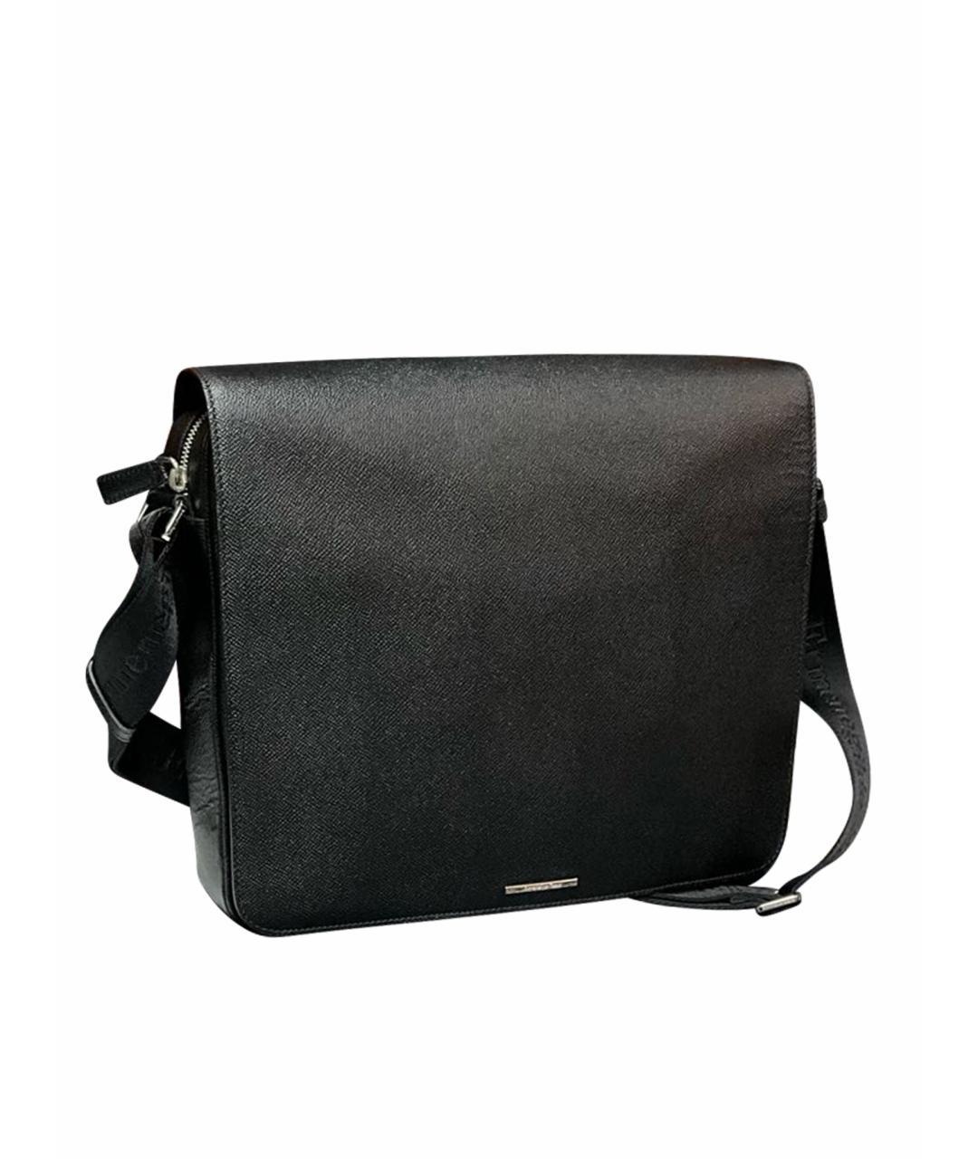 ERMENEGILDO ZEGNA XXX Черная кожаная сумка на плечо, фото 1