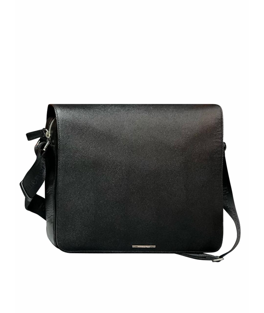 ERMENEGILDO ZEGNA XXX Черная кожаная сумка на плечо, фото 9