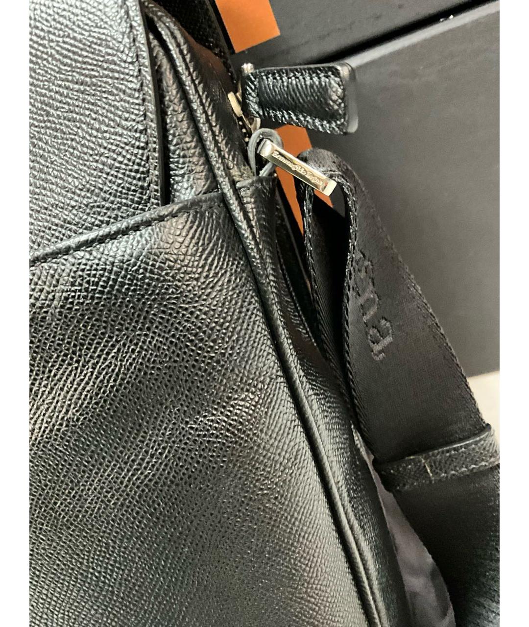 ERMENEGILDO ZEGNA XXX Черная кожаная сумка на плечо, фото 5