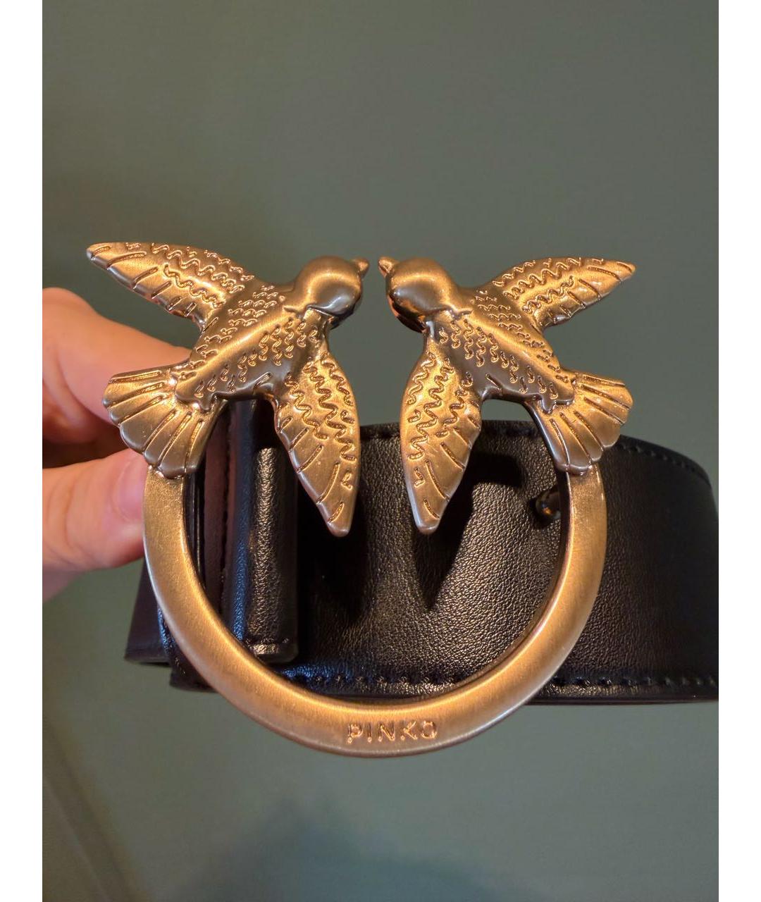 PINKO Черный кожаный ремень, фото 4