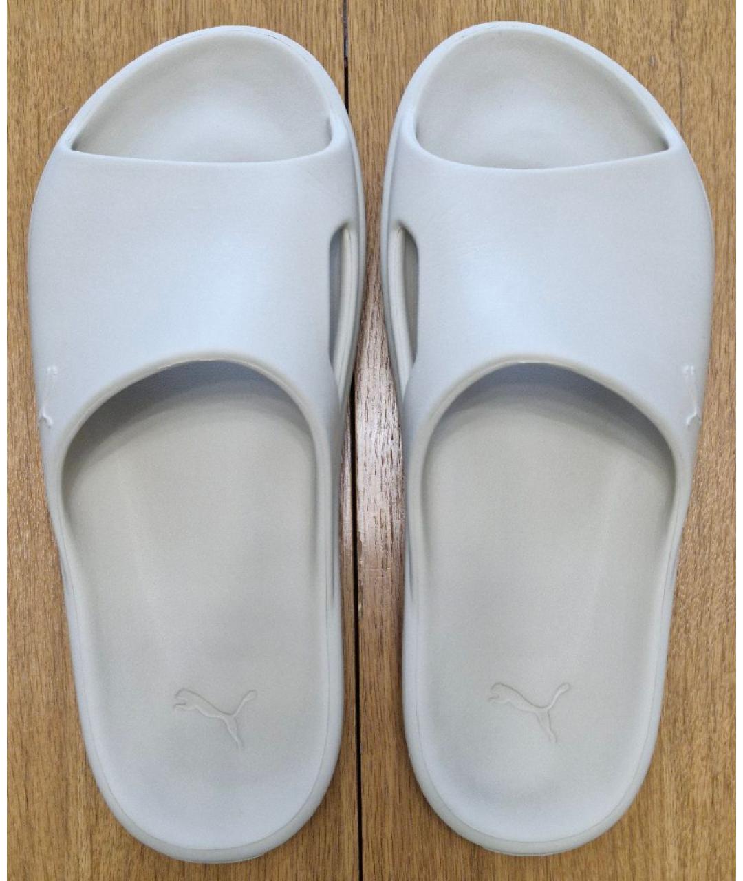 PUMA Бежевые резиновые шлепанцы, фото 3