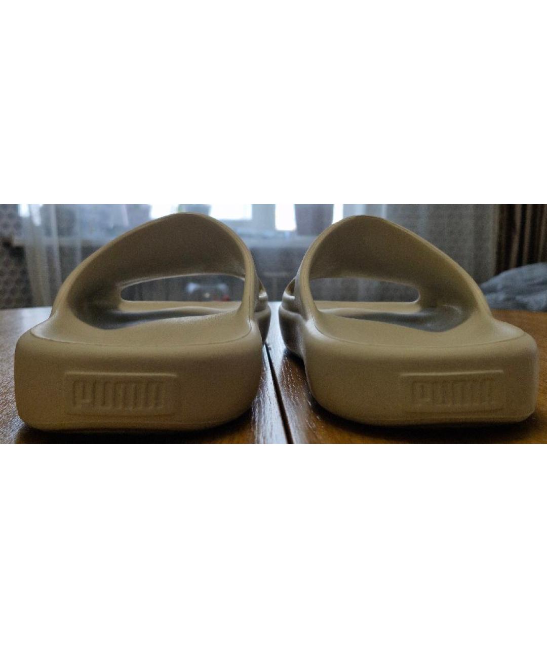 PUMA Бежевые резиновые шлепанцы, фото 4