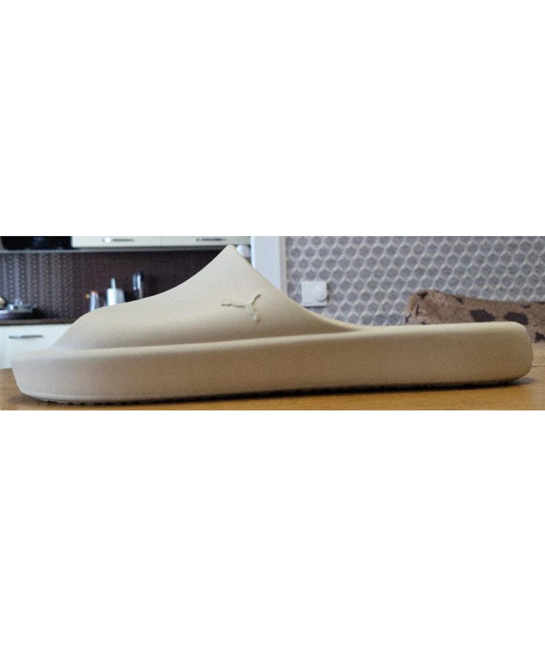 PUMA Бежевые резиновые шлепанцы, фото 8