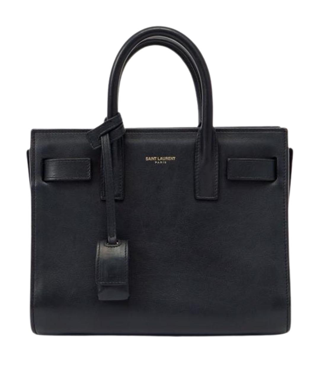 SAINT LAURENT Черная кожаная сумка с короткими ручками, фото 1