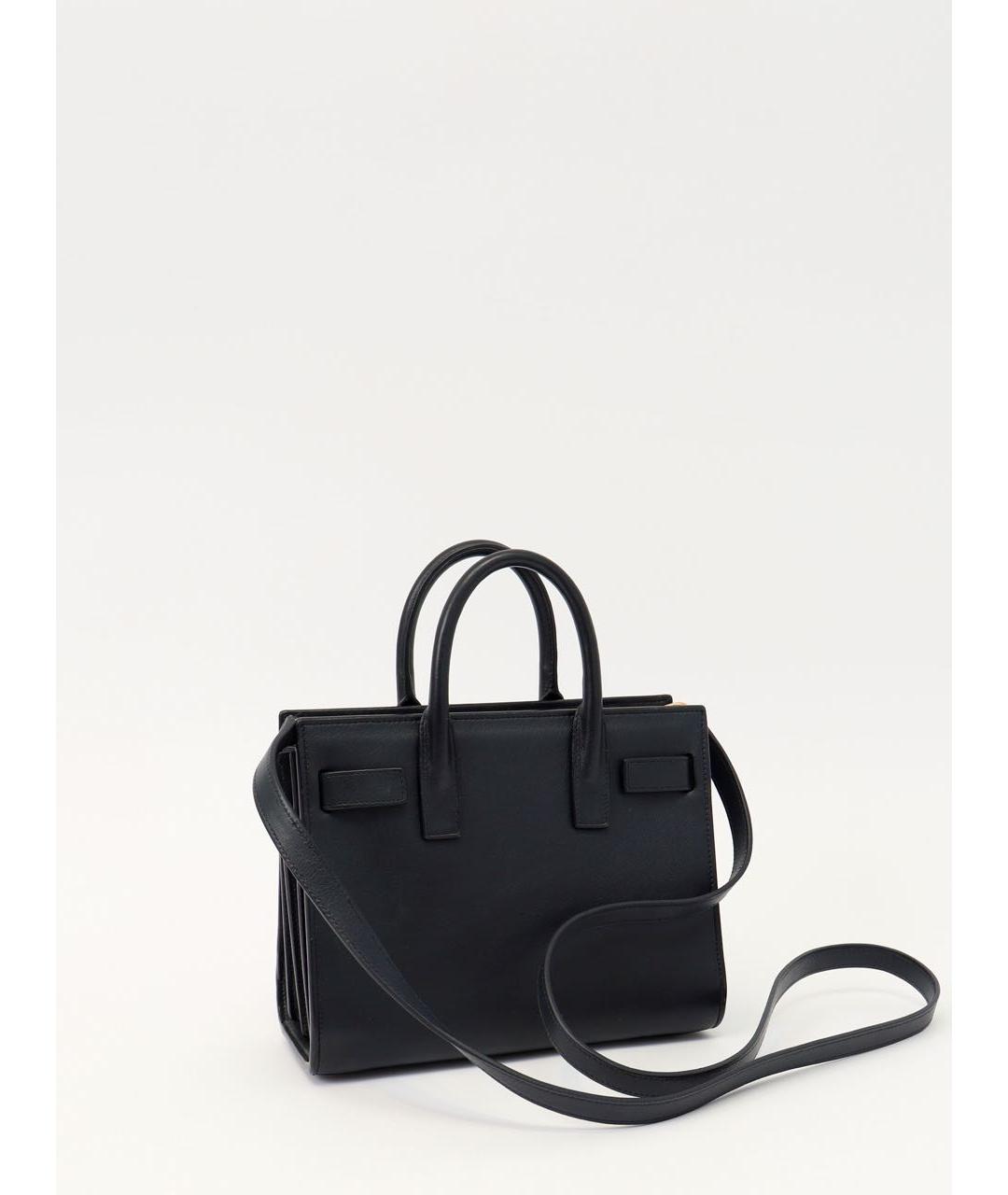 SAINT LAURENT Черная кожаная сумка с короткими ручками, фото 2