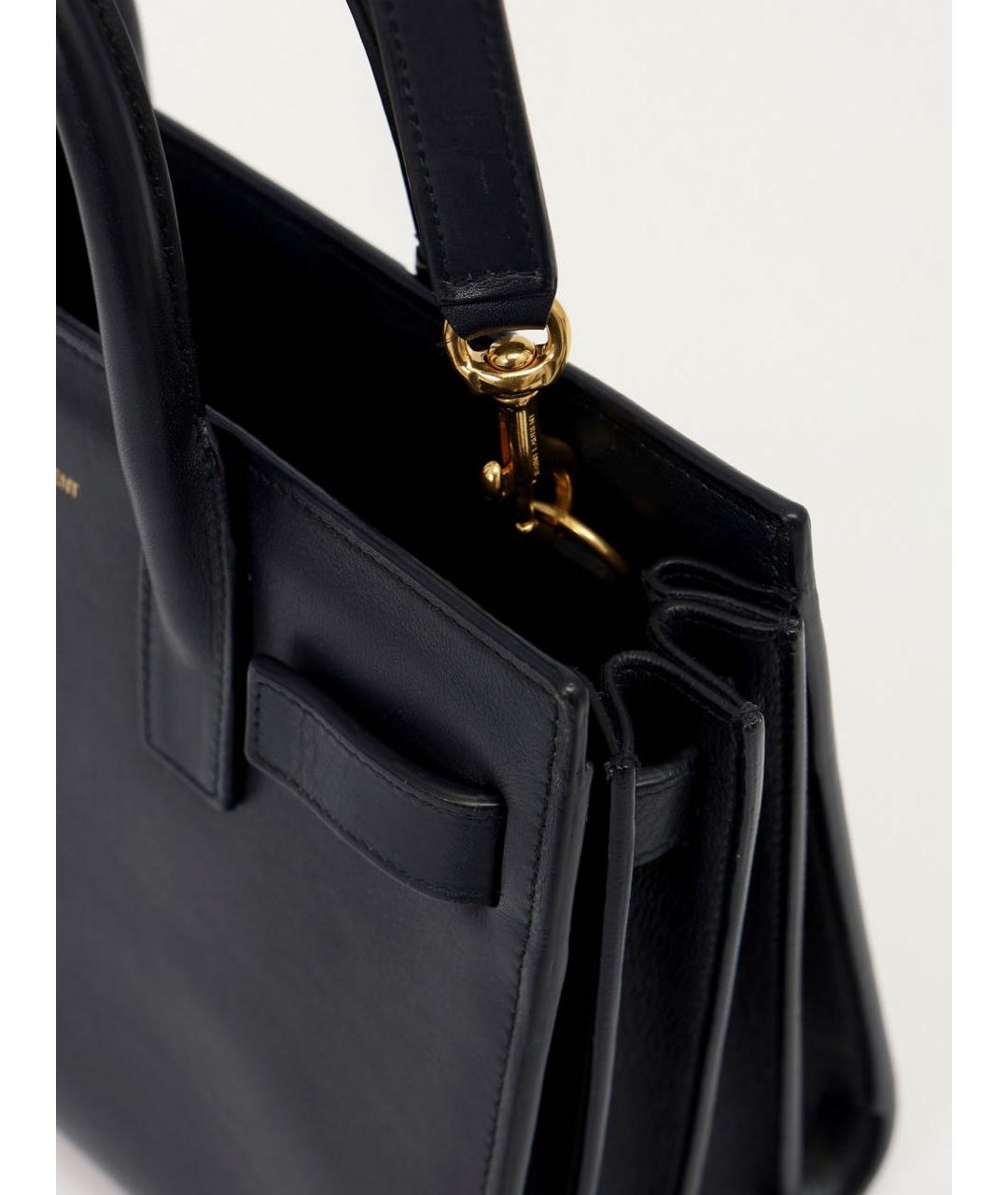 SAINT LAURENT Черная кожаная сумка с короткими ручками, фото 8