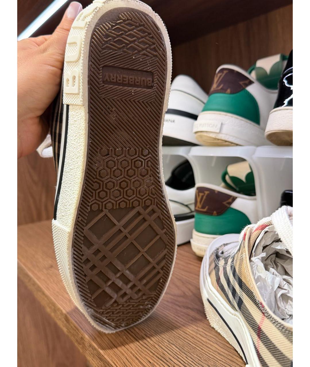 BURBERRY Бежевые текстильные кеды, фото 5