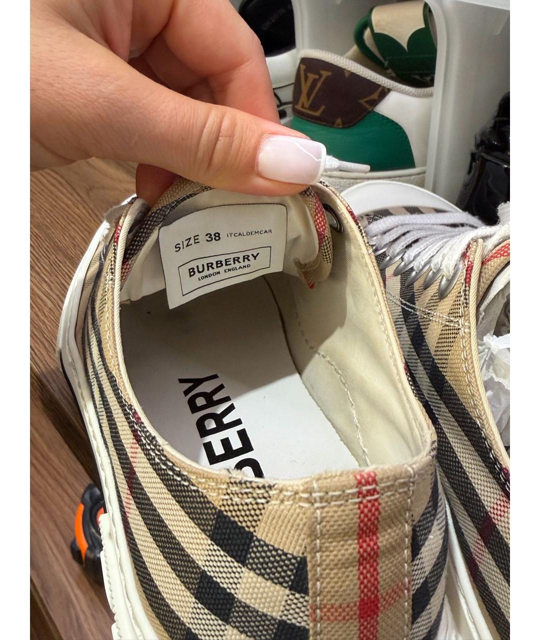 BURBERRY Бежевые текстильные кеды, фото 6