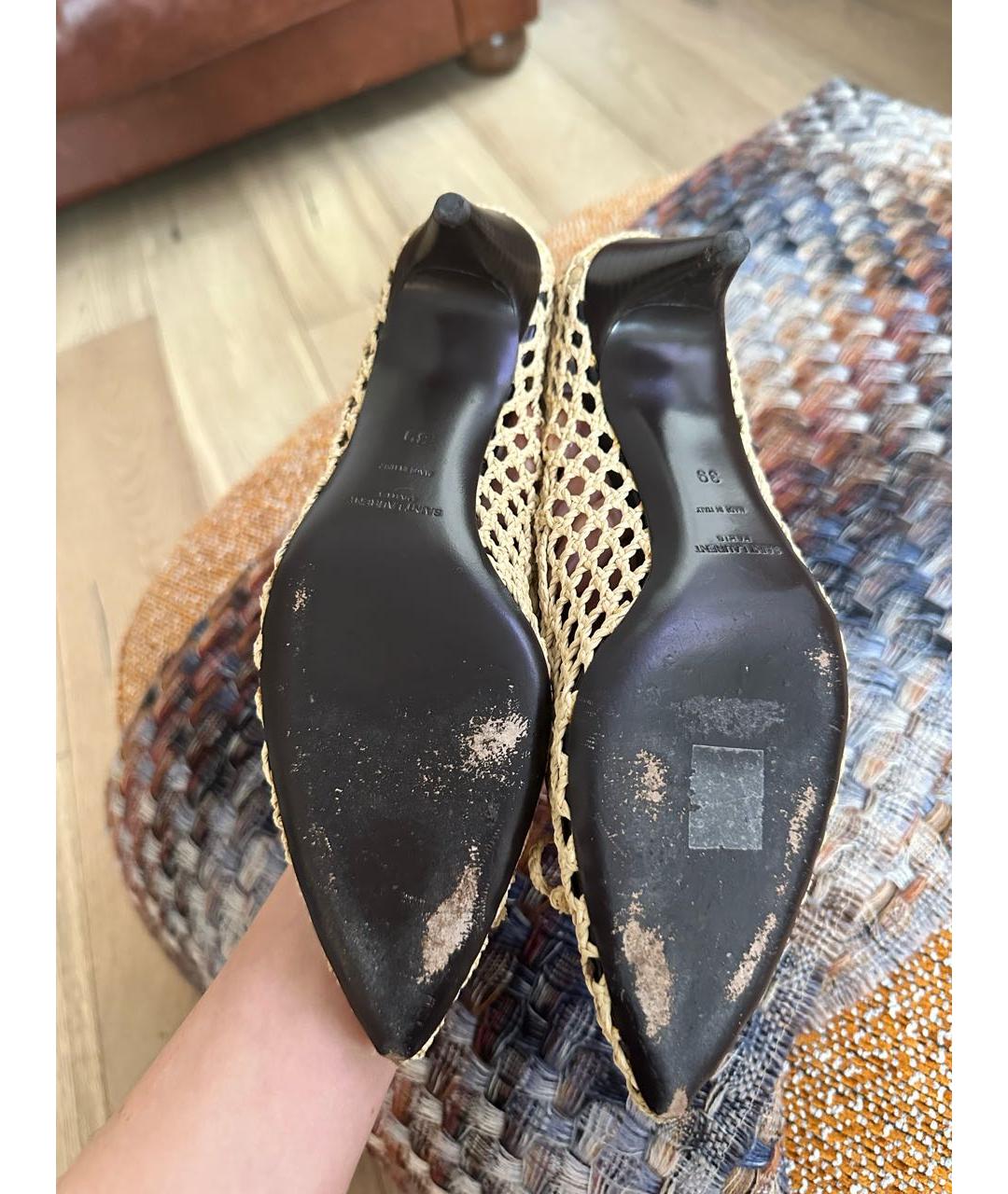 SAINT LAURENT Бежевые текстильные туфли, фото 3