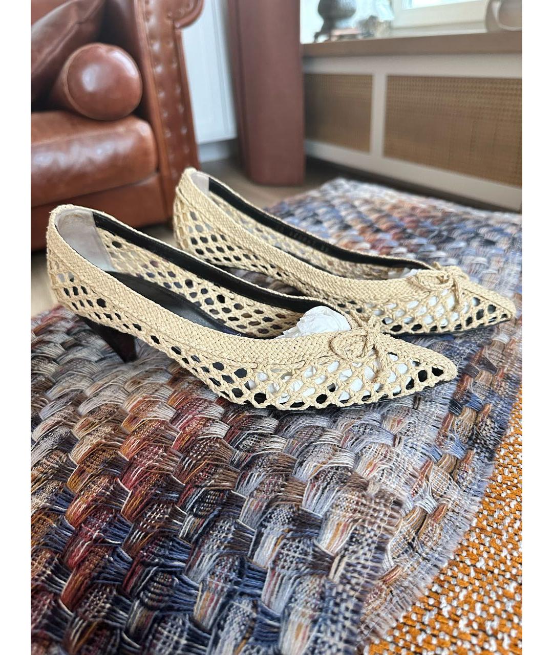 SAINT LAURENT Бежевые текстильные туфли, фото 4