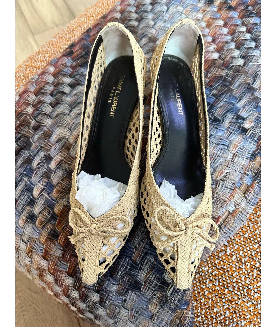SAINT LAURENT Бежевые текстильные туфли, фото 2