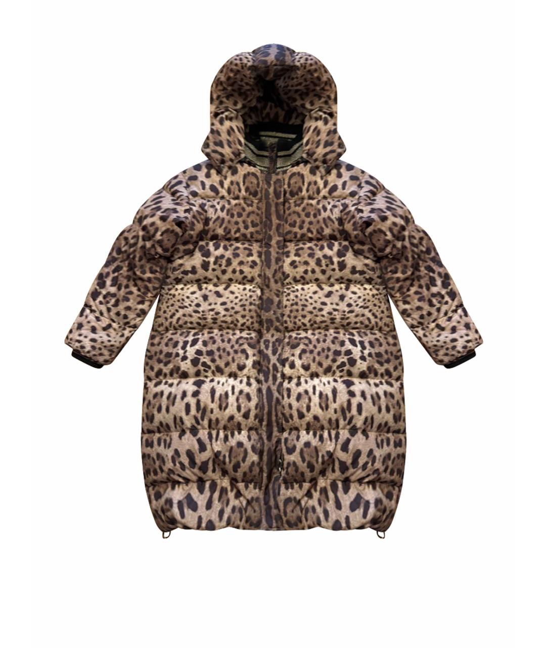 DOLCE&GABBANA Коричневый полиэстеровый пуховик, фото 1